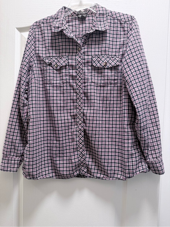 Eddie Bauer Tops - Eddie Bauer Pink and Black Plaid Button-Down Shirt